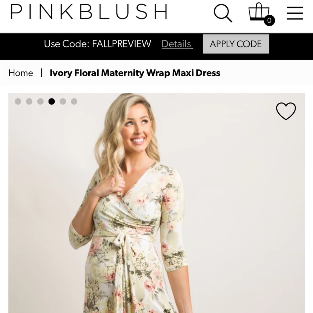 Pinkblush ivory floral maternity maxi wrap dress